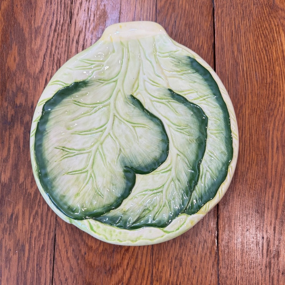 Vintage Cabbage Leaf Plate Wangs Weavetex 1995 Ceramic